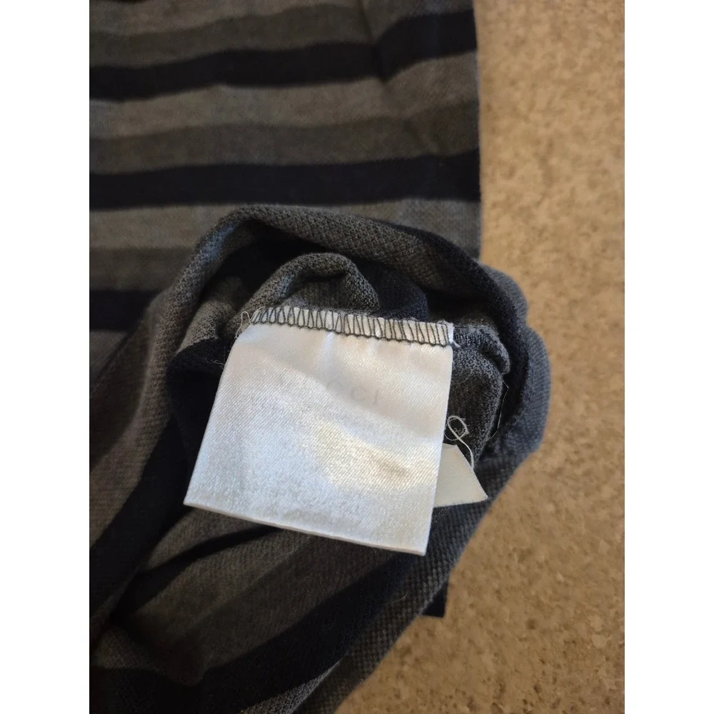 Gucci Men's Gray-Black Striped Polp Shirt - Made In Italy